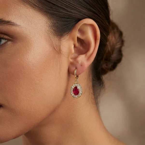The99jewel_Glamorous_Gold_Plated_Crystal_And_Austrian_Stone_Hoop_Earrings_Red
