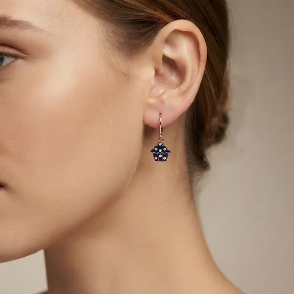 The99jewel_Cute_Rose_Gold_Plated_Cupcake_Shape_Hoop_Earrings_Blue