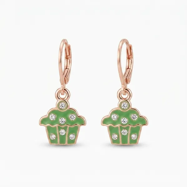 The99jewel_Cute_Rose_Gold_Plated_Cupcake_Shape_Hoop_Earrings_Mint_Green