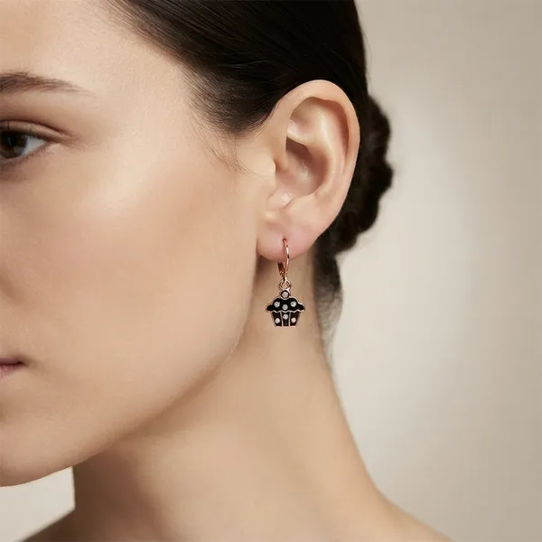 The99jewel_Cute_Rose_Gold_Plated_Cupcake_Shape_Hoop_Earrings_Black