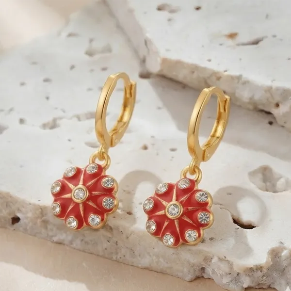 The99jewel_Modern_Gold_Plated_Statement_Hoop_Earrings_Red