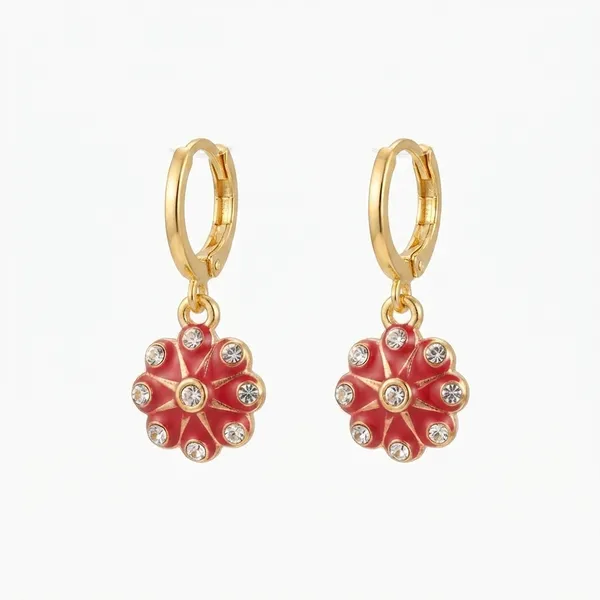 The99jewel_Modern_Gold_Plated_Statement_Hoop_Earrings_Red