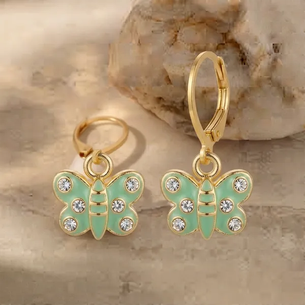 The99jewel_Modern_Gold_Plated_Statement_Hoop_Earrings_Mint_Green