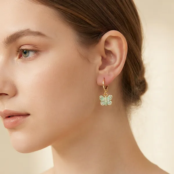 The99jewel_Modern_Gold_Plated_Statement_Hoop_Earrings_Mint_Green