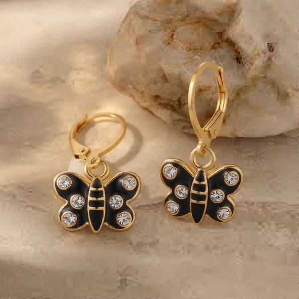 The99jewel_Modern_Gold_Plated_Statement_Hoop_Earrings_Black