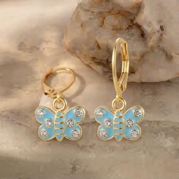 The99jewel_Modern_Gold_Plated_Statement_Hoop_Earrings_Light_Blue