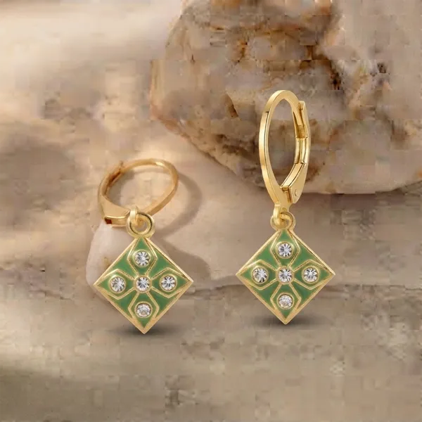 The99jewel_Modern_Gold_Plated_Statement_Hoop_Earrings_Mint_Green