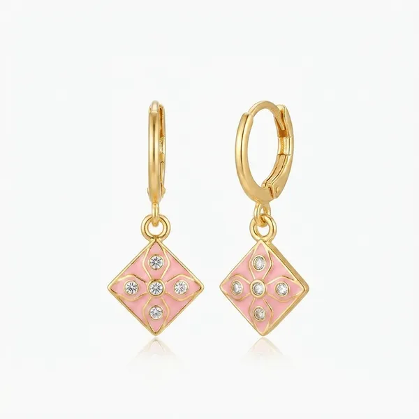 The99jewel_Modern_Gold_Plated_Statement_Hoop_Earrings_Pink
