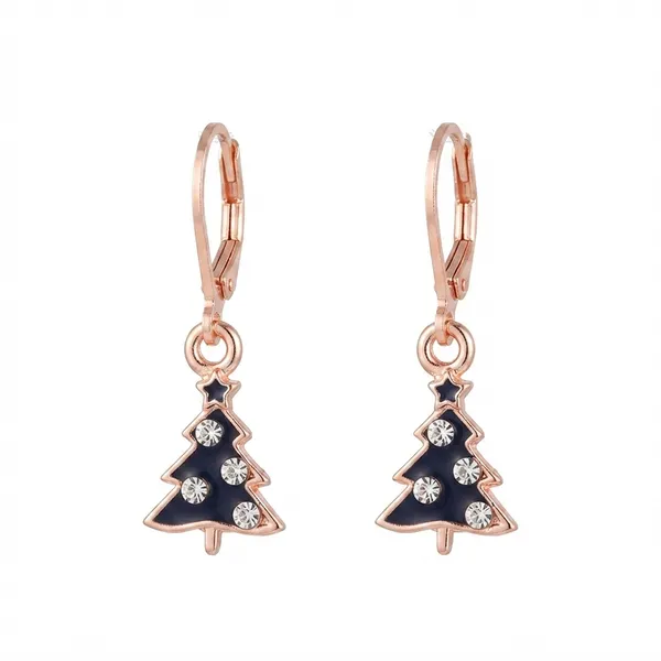 The99jewel_Rose_Gold_Plated_Austrian_Stone_Christmas_Tree_Hoop_Earrings_For_Women_Blue