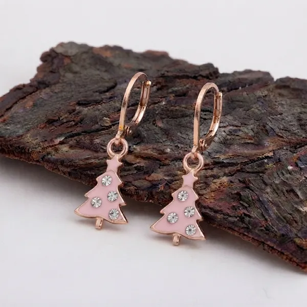 The99jewel_Rose_Gold_Plated_Austrian_Stone_Christmas_Tree_Hoop_Earrings_For_Women_Pink