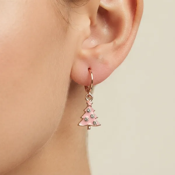 The99jewel_Rose_Gold_Plated_Austrian_Stone_Christmas_Tree_Hoop_Earrings_For_Women_Pink
