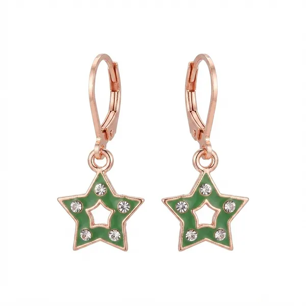 The99jewel_Sparkling_Rose_Gold_Plated_Austrian_Stone_Star_Shape_Hoop_Earrings_Mint_Green