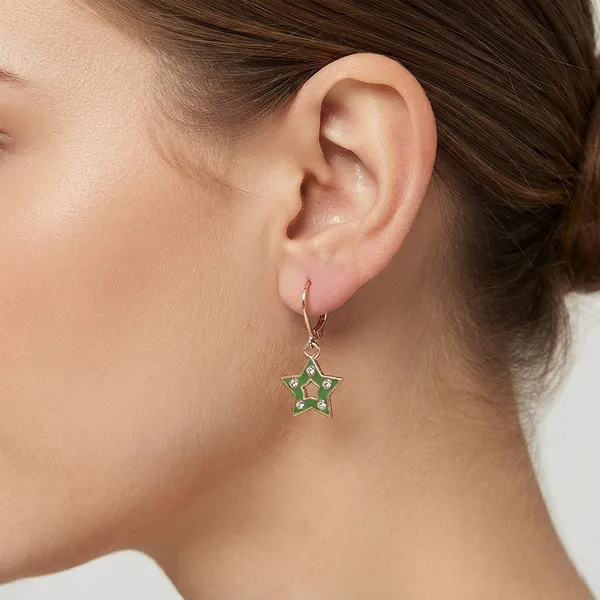 The99jewel_Sparkling_Rose_Gold_Plated_Austrian_Stone_Star_Shape_Hoop_Earrings_Mint_Green