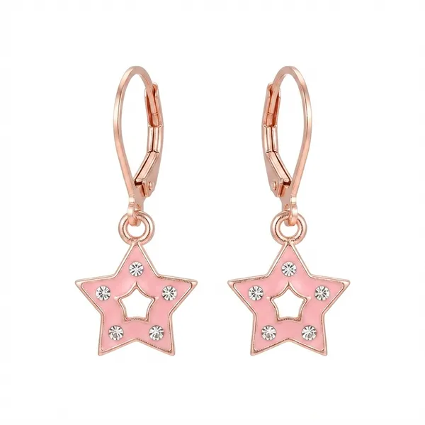 The99jewel_Sparkling_Rose_Gold_Plated_Austrian_Stone_Star_Shape_Hoop_Earrings_Pink