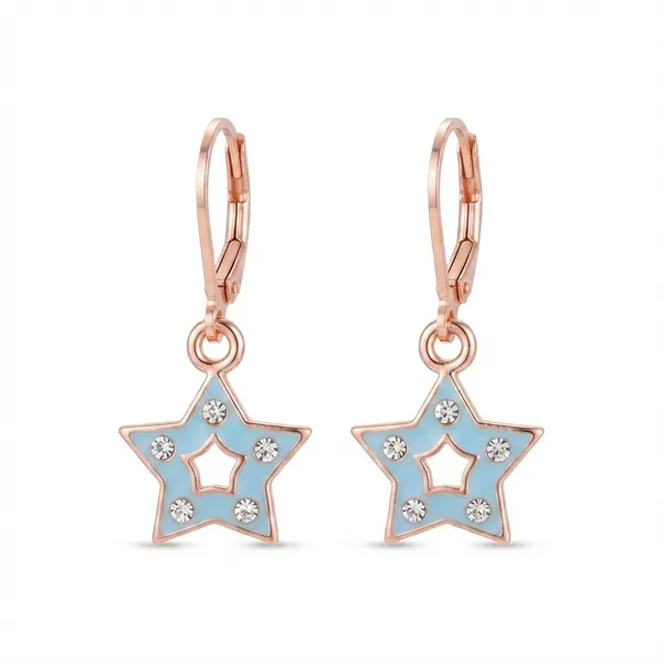 The99jewel_Sparkling_Rose_Gold_Plated_Austrian_Stone_Star_Shape_Hoop_Earrings_Light_Blue