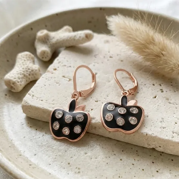 The99jewel_Fashion_Forward_Rose_Gold_Plated_Austrian_Stone_Hoop_Earrings_Black