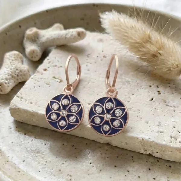 The99jewel_Twinkling_Rose_Gold_Plated_Austrian_Stone_Hoop_Earrings_For_Women_Blue