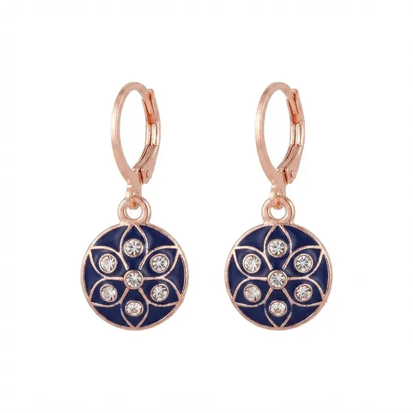The99jewel_Twinkling_Rose_Gold_Plated_Austrian_Stone_Hoop_Earrings_For_Women_Blue
