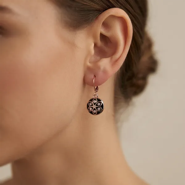 The99jewel_Twinkling_Rose_Gold_Plated_Austrian_Stone_Hoop_Earrings_For_Women_Black