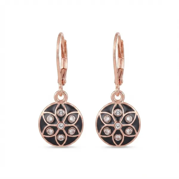The99jewel_Twinkling_Rose_Gold_Plated_Austrian_Stone_Hoop_Earrings_For_Women_Black