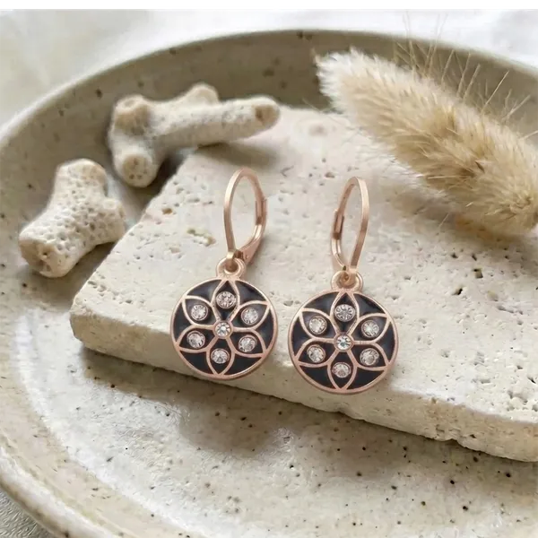 The99jewel_Twinkling_Rose_Gold_Plated_Austrian_Stone_Hoop_Earrings_For_Women_Black