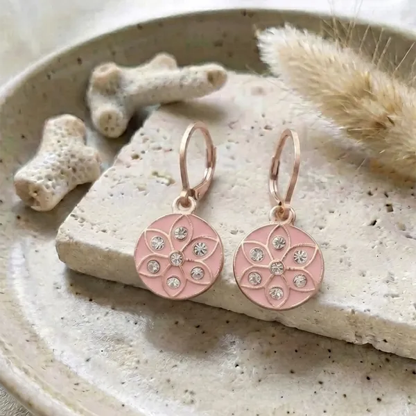 The99jewel_Twinkling_Rose_Gold_Plated_Austrian_Stone_Hoop_Earrings_For_Women_Pink