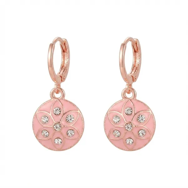 The99jewel_Twinkling_Rose_Gold_Plated_Austrian_Stone_Hoop_Earrings_For_Women_Pink