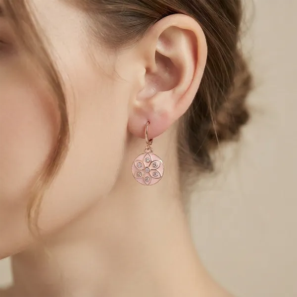 The99jewel_Twinkling_Rose_Gold_Plated_Austrian_Stone_Hoop_Earrings_For_Women_Pink