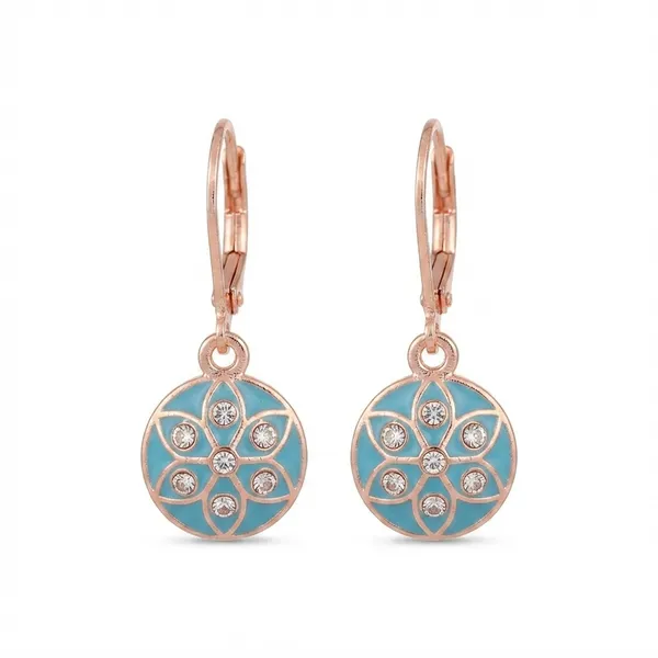 The99jewel_Twinkling_Rose_Gold_Plated_Austrian_Stone_Hoop_Earrings_For_Women_Light_Blue