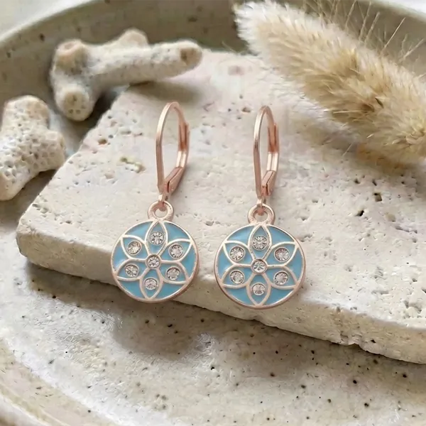 The99jewel_Twinkling_Rose_Gold_Plated_Austrian_Stone_Hoop_Earrings_For_Women_Light_Blue