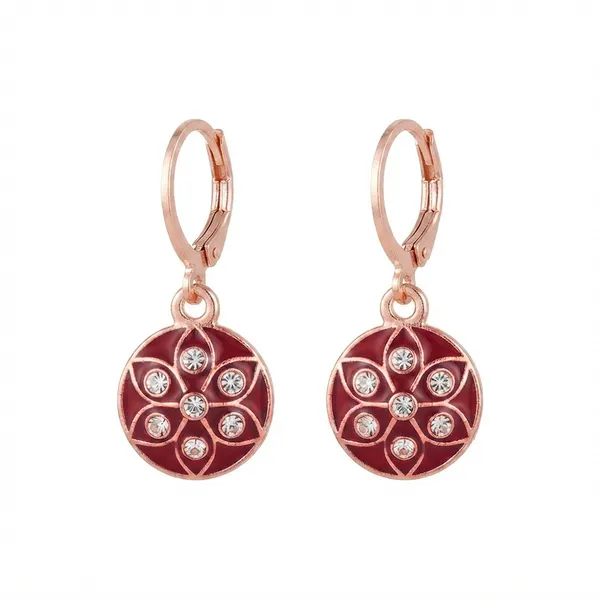 The99jewel_Twinkling_Rose_Gold_Plated_Austrian_Stone_Hoop_Earrings_For_Women_Red