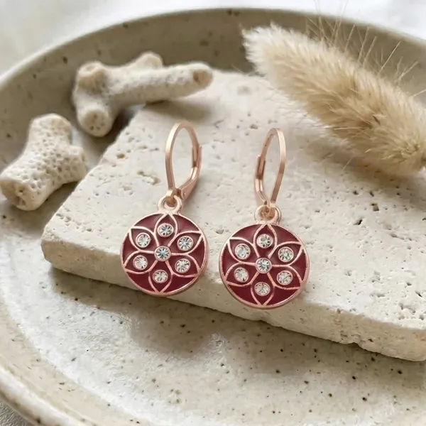 The99jewel_Twinkling_Rose_Gold_Plated_Austrian_Stone_Hoop_Earrings_For_Women_Red