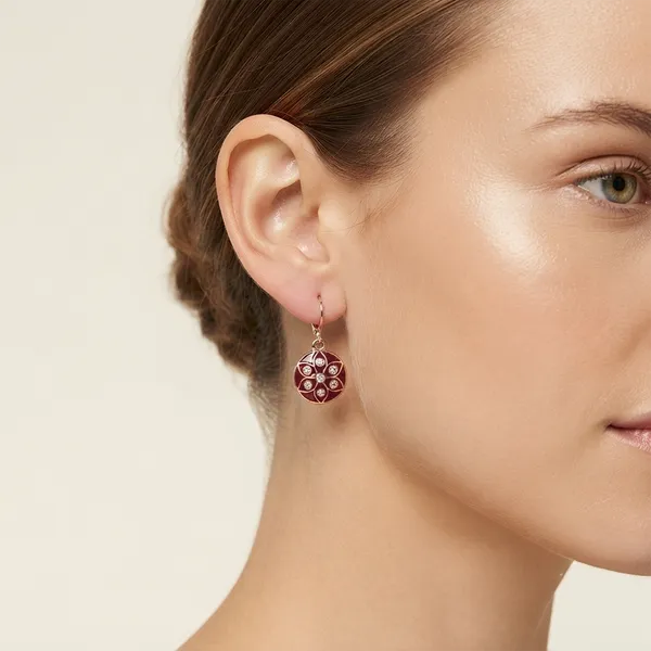 The99jewel_Twinkling_Rose_Gold_Plated_Austrian_Stone_Hoop_Earrings_For_Women_Red