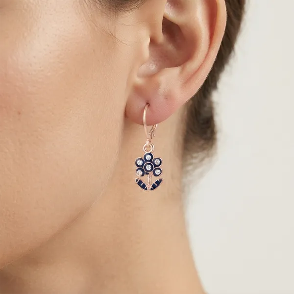 The99jewel_Eye_Catching_Rose_Gold_Plated_Austrian_Stone_Hoop_Earrings_For_Women_Blue