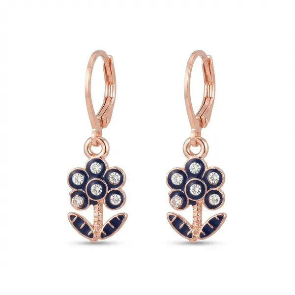 The99jewel_Eye_Catching_Rose_Gold_Plated_Austrian_Stone_Hoop_Earrings_For_Women_Blue