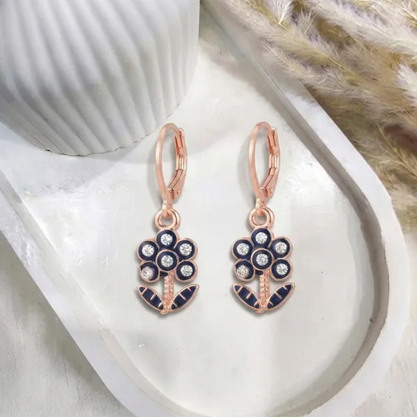 The99jewel_Eye_Catching_Rose_Gold_Plated_Austrian_Stone_Hoop_Earrings_For_Women_Blue