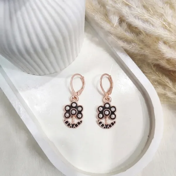 The99jewel_Eye_Catching_Rose_Gold_Plated_Austrian_Stone_Hoop_Earrings_For_Women_Black