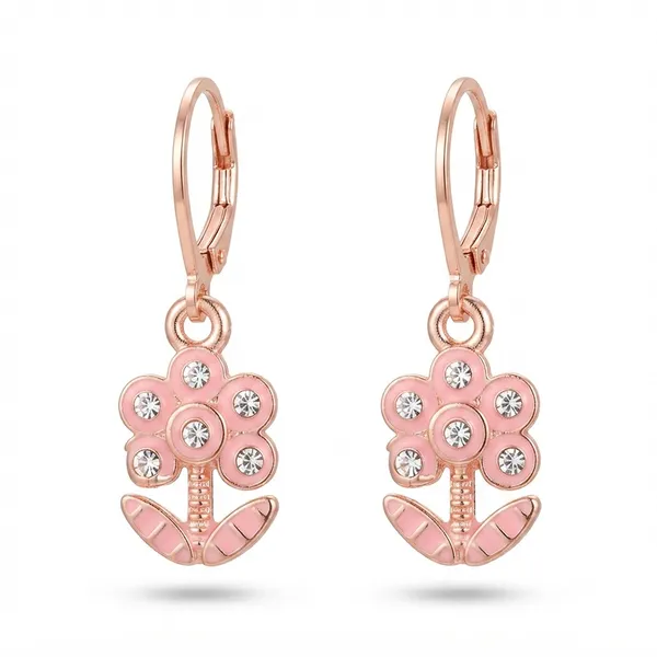 The99jewel_Eye_Catching_Rose_Gold_Plated_Austrian_Stone_Hoop_Earrings_For_Women_Pink