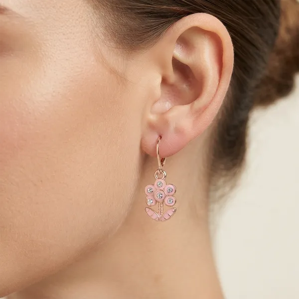 The99jewel_Eye_Catching_Rose_Gold_Plated_Austrian_Stone_Hoop_Earrings_For_Women_Pink