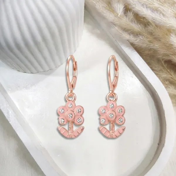 The99jewel_Eye_Catching_Rose_Gold_Plated_Austrian_Stone_Hoop_Earrings_For_Women_Pink