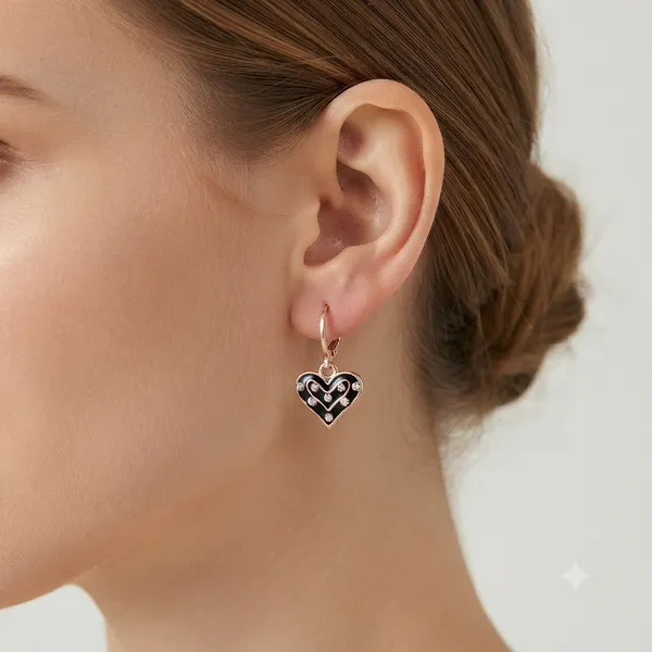 The99jewel_Crafted_Austrian_Stone_Rose_Gold_Plated_Hoop_Earrings_For_Women_Black