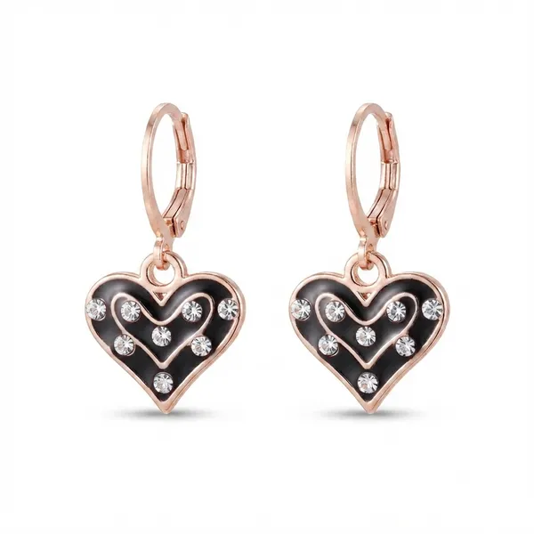 The99jewel_Crafted_Austrian_Stone_Rose_Gold_Plated_Hoop_Earrings_For_Women_Black