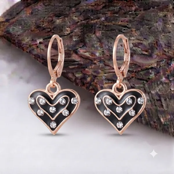 The99jewel_Crafted_Austrian_Stone_Rose_Gold_Plated_Hoop_Earrings_For_Women_Black