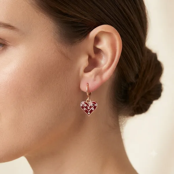 The99jewel_Crafted_Austrian_Stone_Rose_Gold_Plated_Hoop_Earrings_For_Women_Red