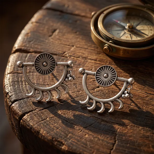 The99jewel_Oxidised_Silver_Sunburst_Stud_Earrings_For_Women_Oxidised