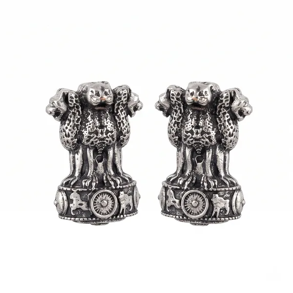 The99jewel_Oxidised_Silver_Ashoka_Lion_Capital_Stud_Earrings_For_Women_Oxidised