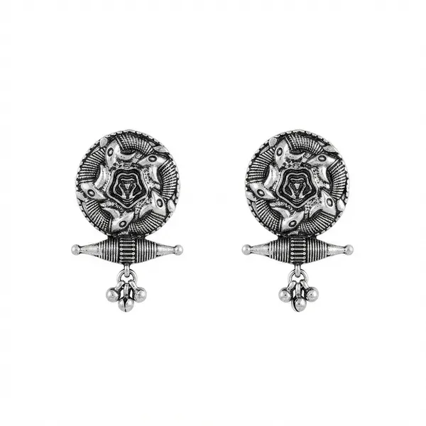 The99jewel_Oxidised_Silver_Tribal_Disc_Stud_Earrings_For_Women_Oxidised