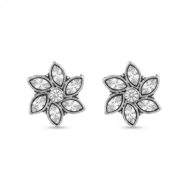 The99jewel_Silver_Plated_Austrian_Stone_Stud_Earrings_White