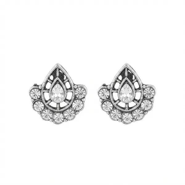 The99jewel_Silver_Plated_Austrian_Stone_Stud_Earrings_White