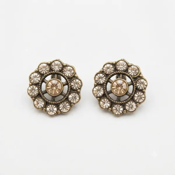 The99jewel_Antique_Gold_Plated_Crystal_Stud_Earrings_Gold